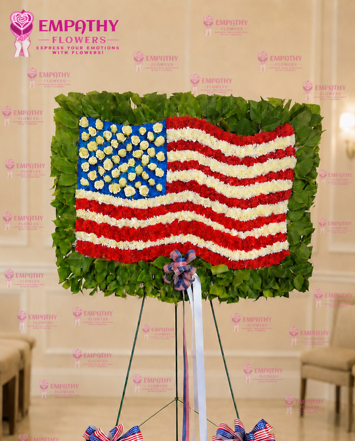 American Flag Funeral Flower Tribute