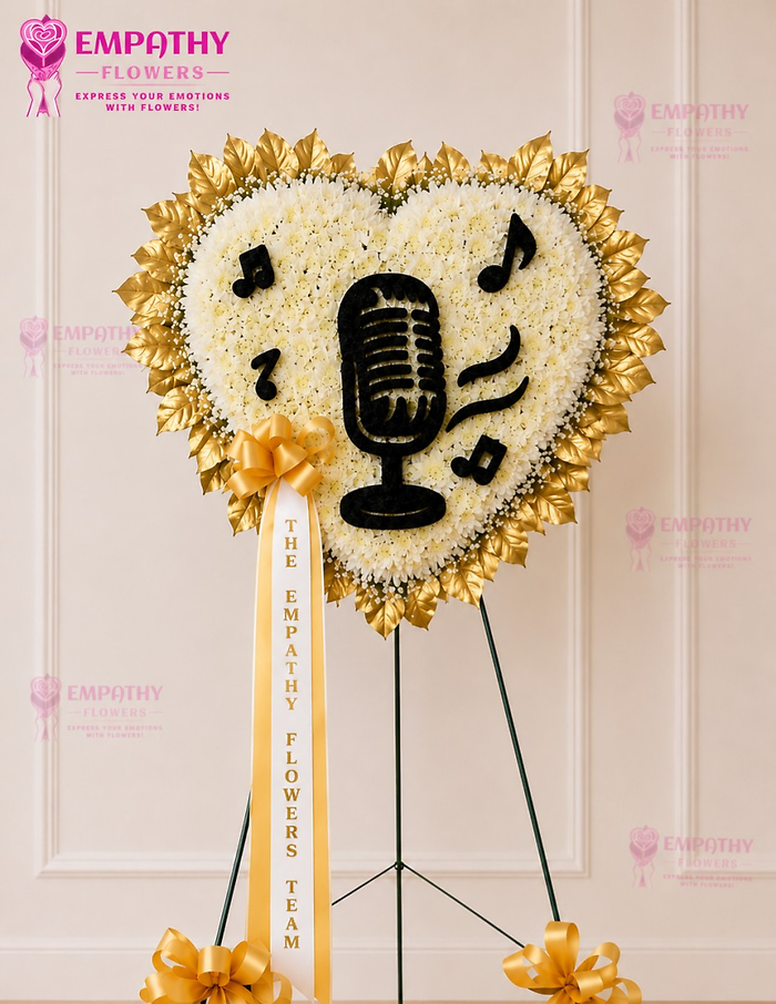 Golden Music Heart Standing Spray