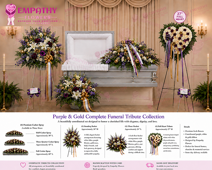 Purple & Gold Complete Funeral Tribute Collection