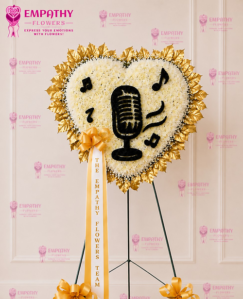 Golden Music Heart Standing Spray