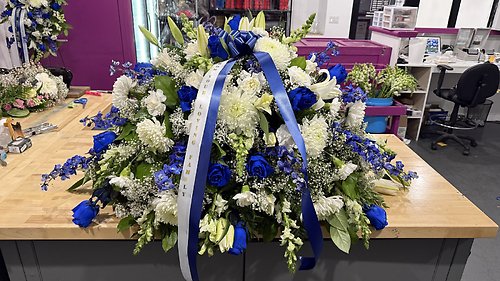 Blue Roses Casket Spray