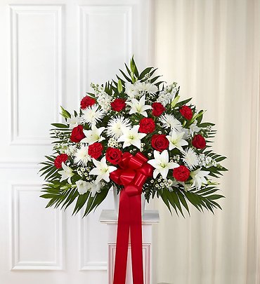 Heartfelt Sympathies&trade; Standing Basket- Red &amp; White