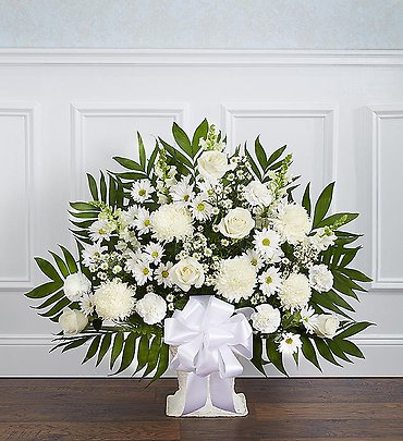 Heartfelt Tribute&trade; White Floor Basket Arrangement