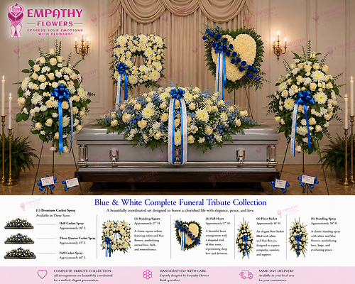 Blue & White Complete Funeral Tribute Collection