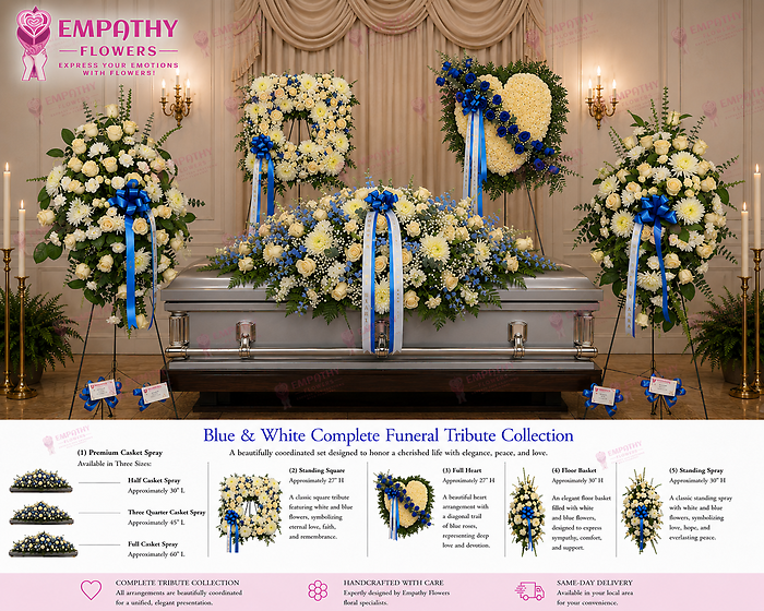Blue & White Complete Funeral Tribute Collection