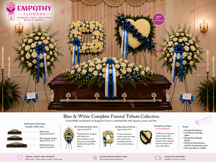 Blue & White Complete Funeral Tribute Collection