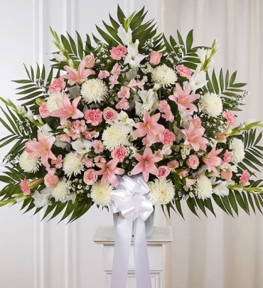 Heartfelt Sympathies&trade; Standing Basket- Pink &amp;White