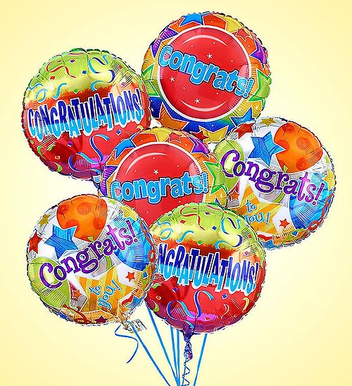 6 Congratulations Mylar Balloons