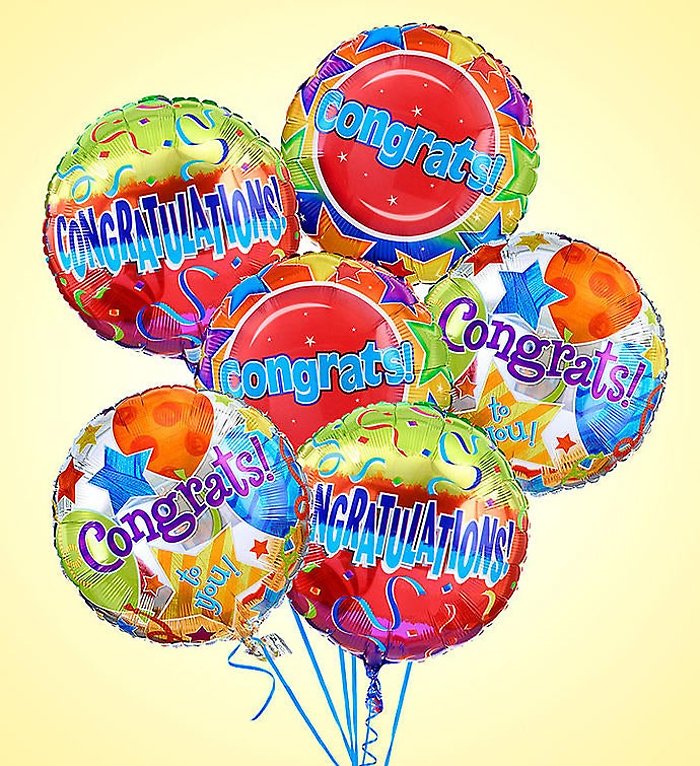 6 Congratulations Mylar Balloons