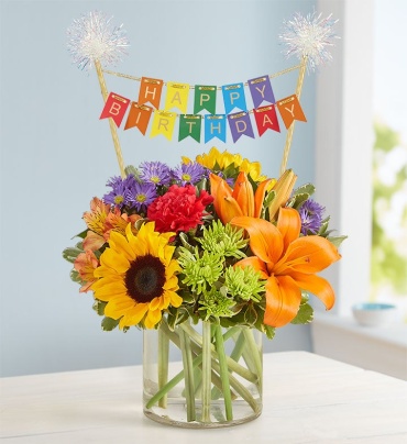 Floral Embrace&trade; with Happy Birthday Banner 
