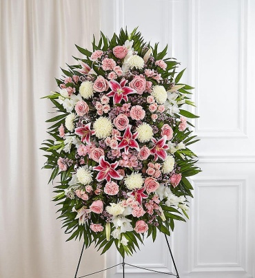 Pink &amp; White Funeral Standing Spray