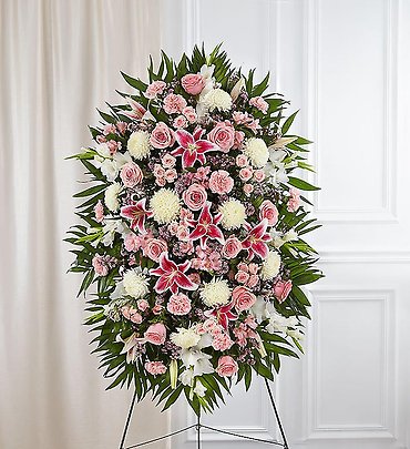 Pink &amp; White Funeral Standing Spray