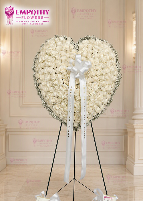 Pure Devotion™ White Rose Funeral Heart