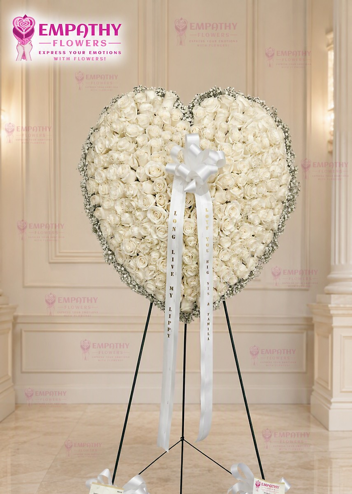 Pure Devotion™ White Rose Funeral Heart