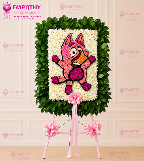 Pink Bluey Custom Funeral Flower Board