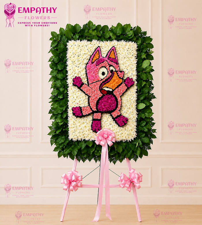 Pink Bluey Custom Funeral Flower Board