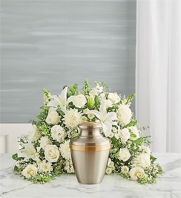 Crescent Cremation Arrangement- All White