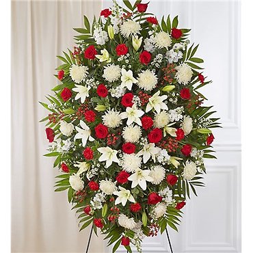 Red &amp; White Sympathy Standing Spray