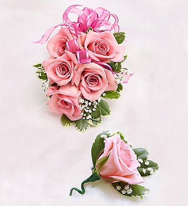 Pink Rose Corsage &amp; Boutonni&egrave;re