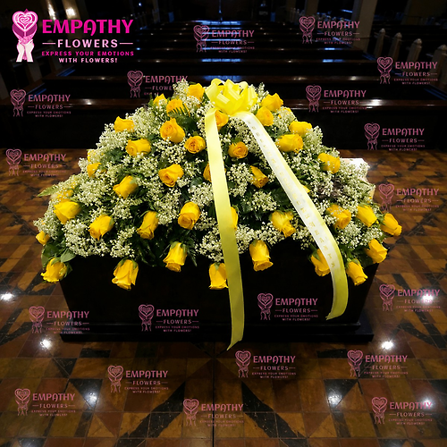 Yellow Rose Half Casket Cover