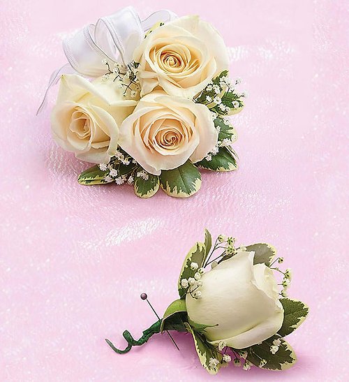 White Rose Corsage &amp; Boutonni&egrave;re