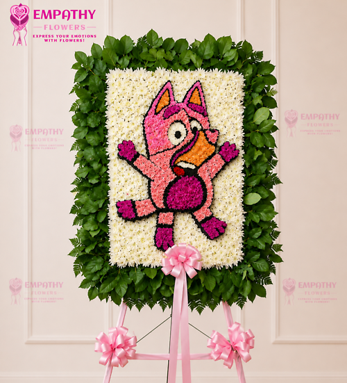 Pink Bluey Custom Funeral Flower Board
