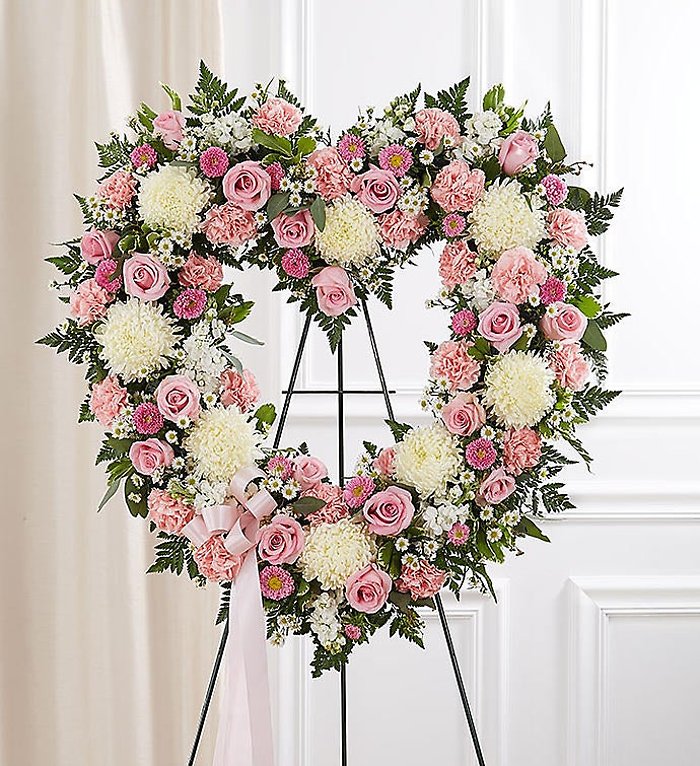 Always Remember&trade; Floral Heart Tribute - Pink &amp; White
