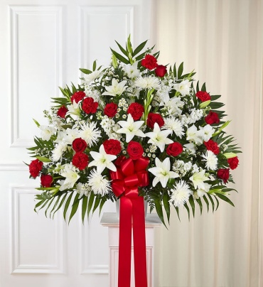 Heartfelt Sympathies&trade; Standing Basket- Red &amp; White