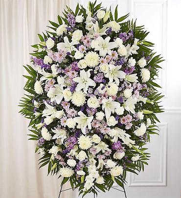 Lavender And White Funeral Standing Spray