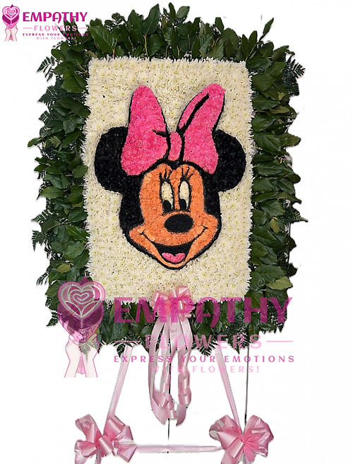 Custom Minnie Mouse Cartoon-Inspired Funeral Flower Board