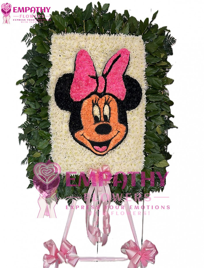 Custom Minnie Mouse Cartoon-Inspired Funeral Flower Board