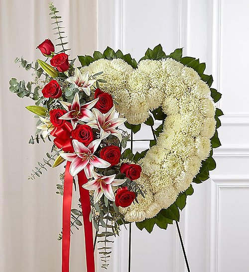 Always Remember&trade; Floral Heart Tribute - Red Rose &amp; Lil