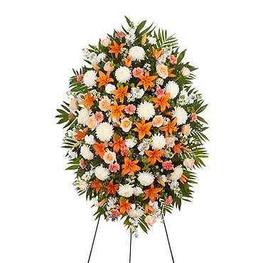 Peach, Orange &amp; White Sympathy Standing Spray