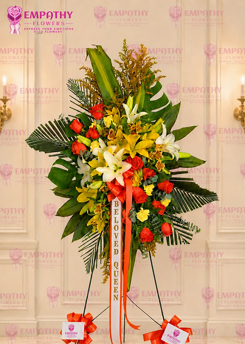 Tropical Sunset Funeral Standing Spray