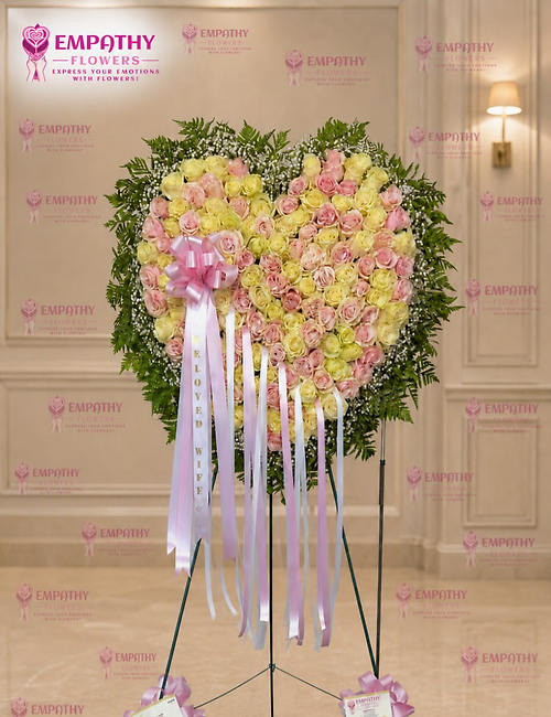 Everlasting Love Pink™ & White Rose Funeral Heart