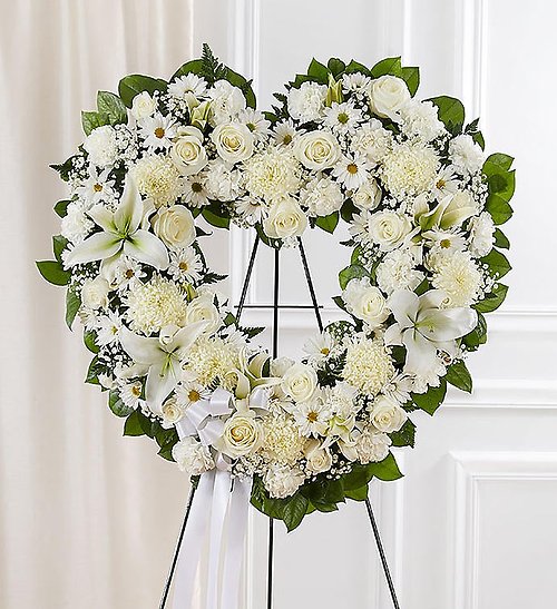 Always Remember&trade; Floral Heart Tribute- White