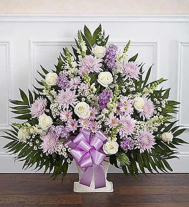 Heartfelt Tribute&trade; Lavender &amp; White Floor Basket Arran