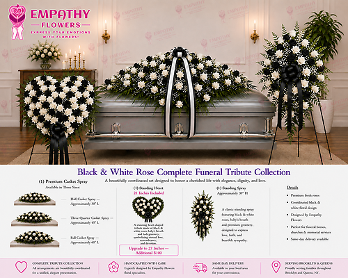 Black & White Rose Funeral Tribute Collection