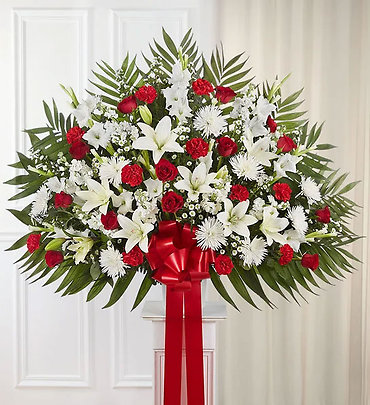 Heartfelt Sympathies&trade; Standing Basket- Red &amp; White