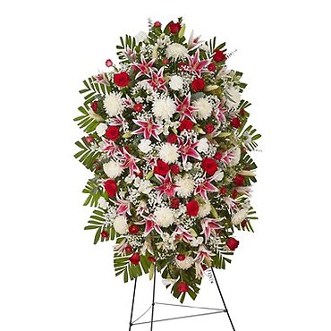 Red Rose And Lily Standing Spray
