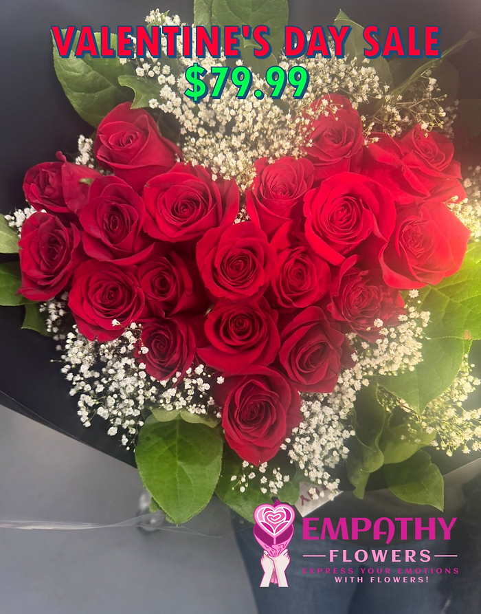 Heart Shape Red Roses Bouquet
