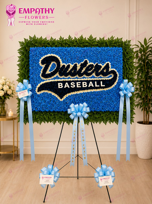 Custom Dusters Baseball Funeral Flower Tribute Board
