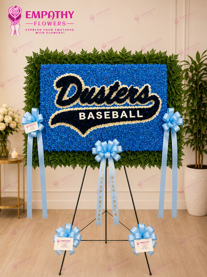 Custom Dusters Baseball Funeral Flower Tribute Board