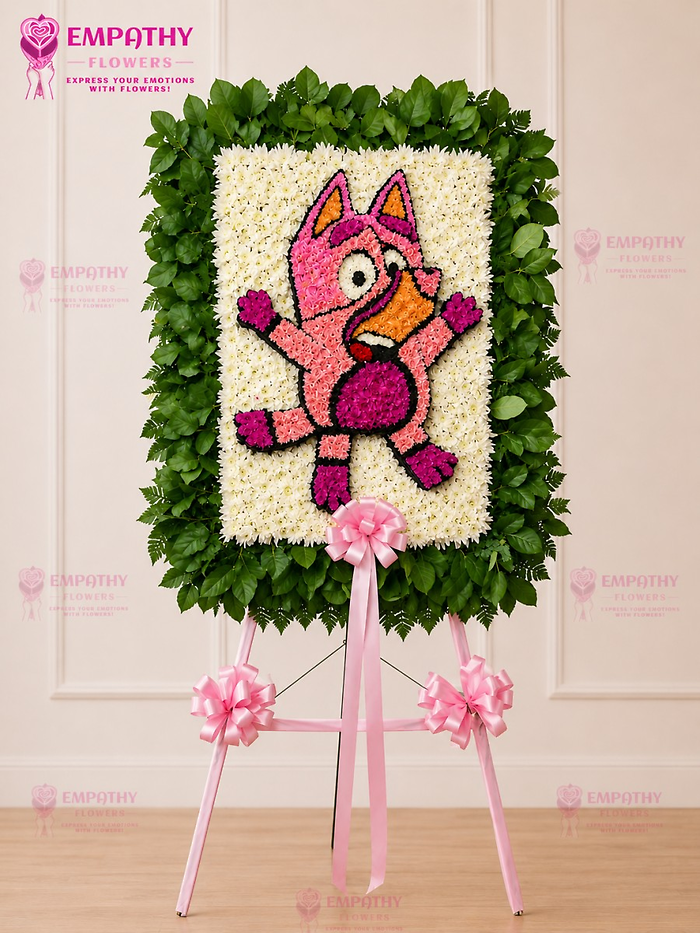 Pink Bluey Custom Funeral Flower Board