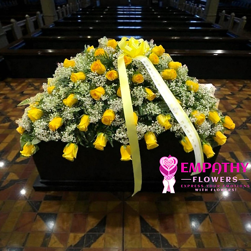 Yellow Rose Half Casket Cover